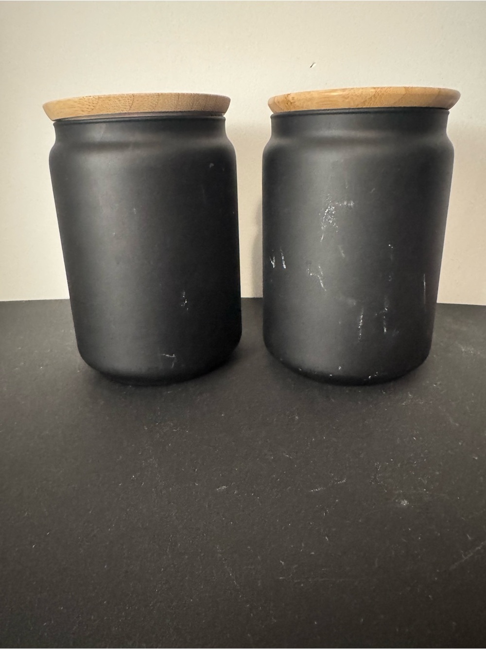 Matte Black Ceramic Canister with Wood Lid - Home Accents